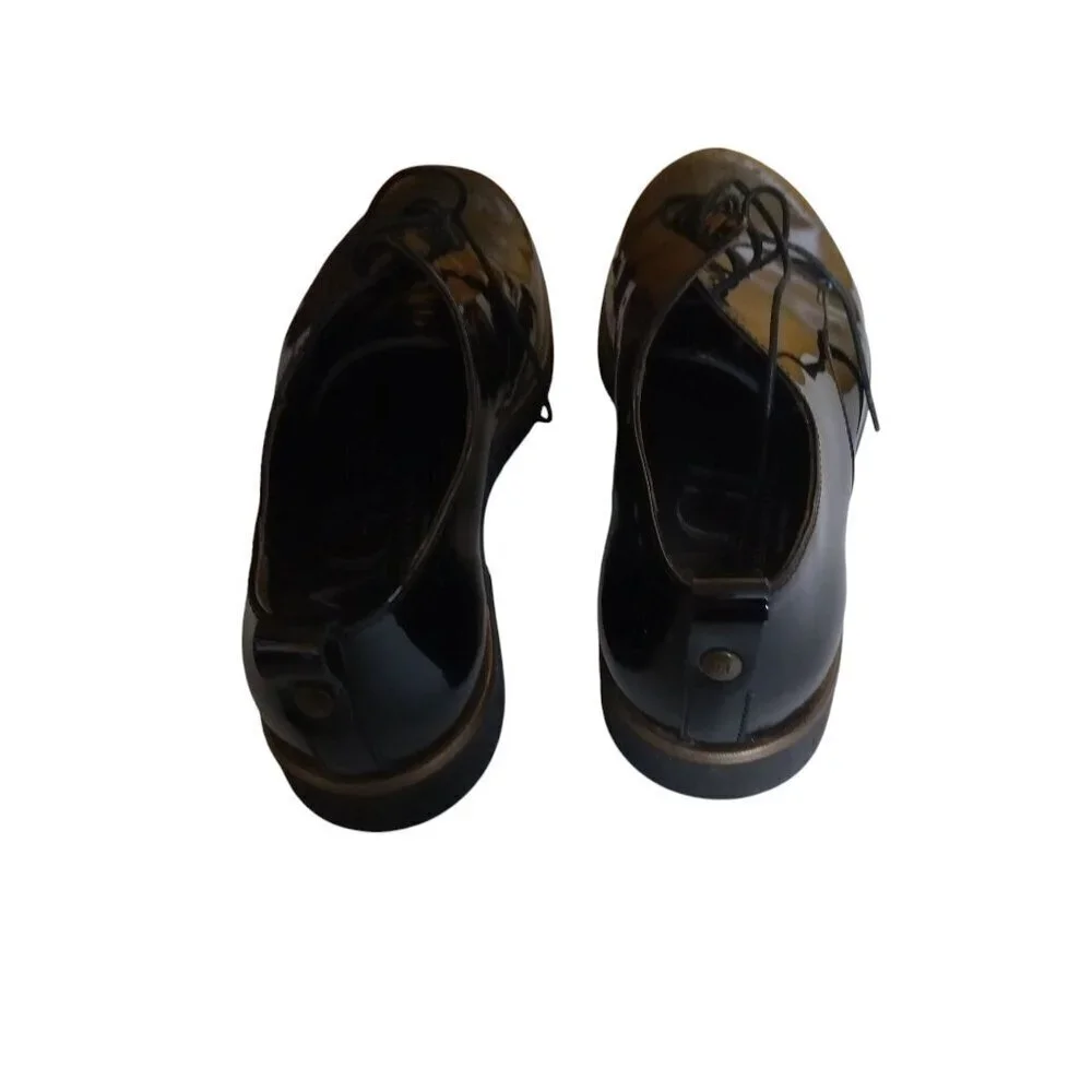 AGL Attilio Giusti Leombruni Women 36/US 6 Black  Patent Leather Lace Up Oxford